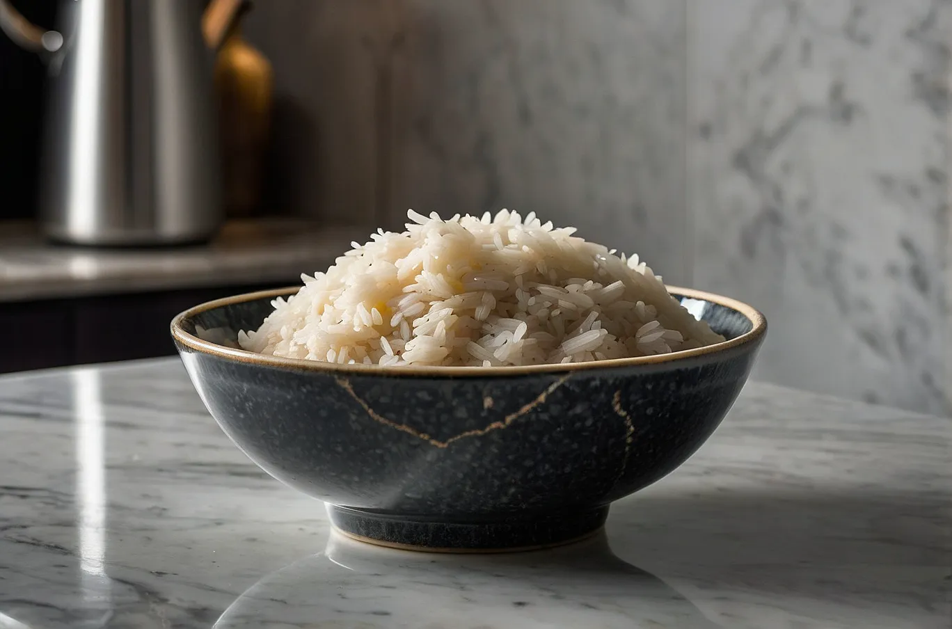 Steaming, fluffy grains served simple and warm.