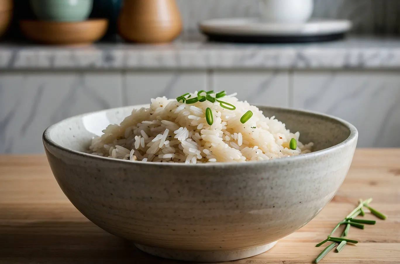 Steaming, fluffy grains served simple and warm.