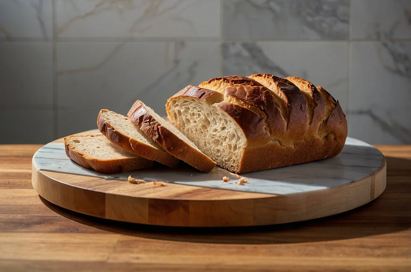 Freshly baked with a golden, crusty finish.