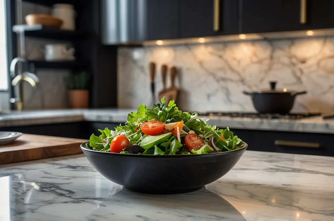 Salad with fresh, crisp ingredients and light, natural flavor.