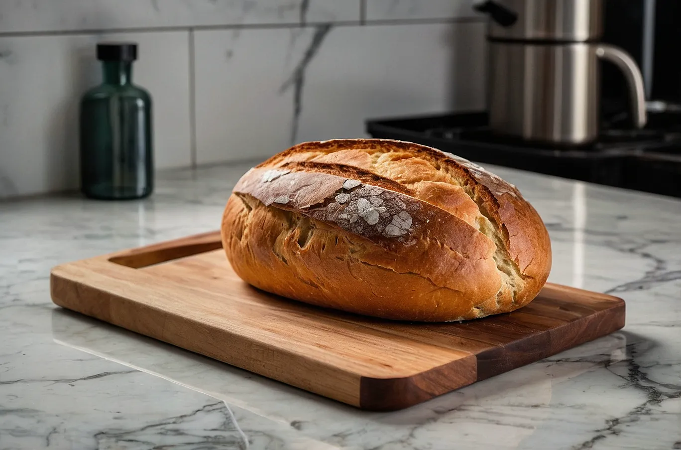 Freshly baked with a golden, crusty finish.