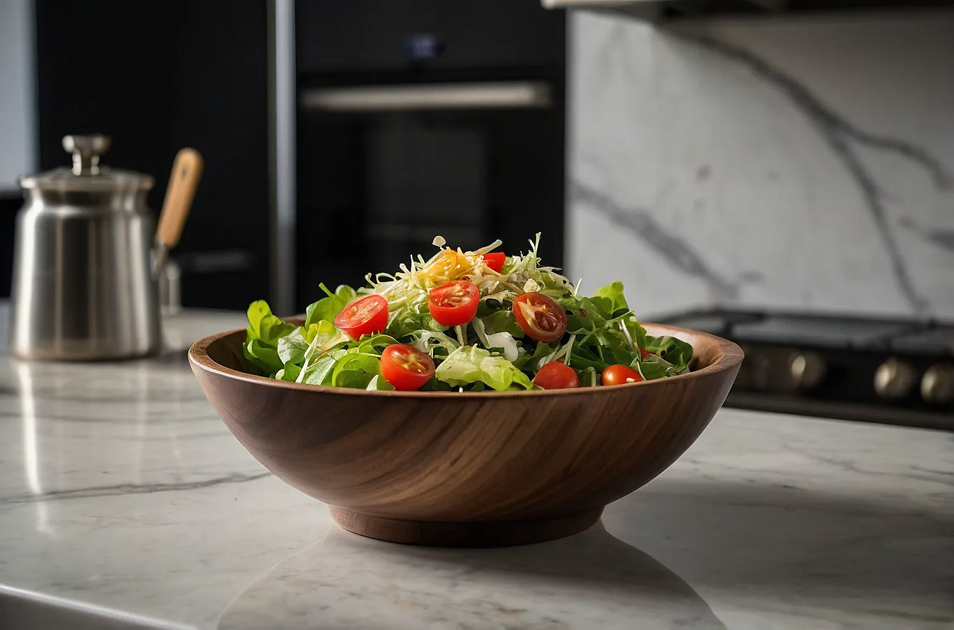 Salad with fresh, crisp ingredients and light, natural flavor.