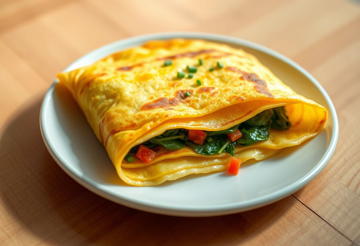 A perfectly cooked omelet folded on a plate, garnished with fresh herbs, ready for a Busy Mom’s Go-To Egg Recipes for Easy Breakfasts.