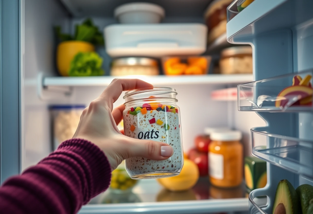 A busy mom on the go enjoying a quick and nourishing breakfast, showcasing effective and efficient breakfast solutions for moms on the move, with a focus on ease and nutrition.