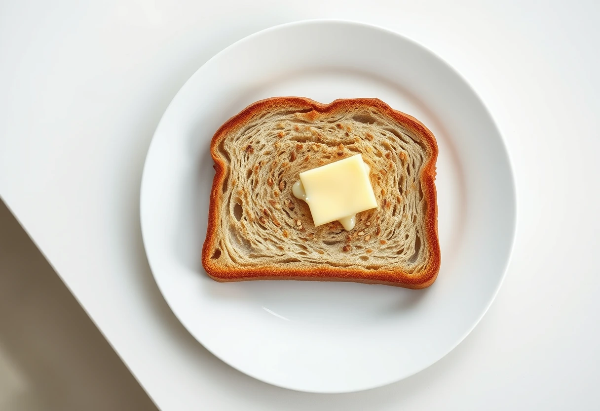 A close-up of a perfectly toasted slice of whole-grain bread with a slightly crisp crust, ready for delicious toppings. It's an excellent base for any of the fast breakfast toasts that fuel your day.