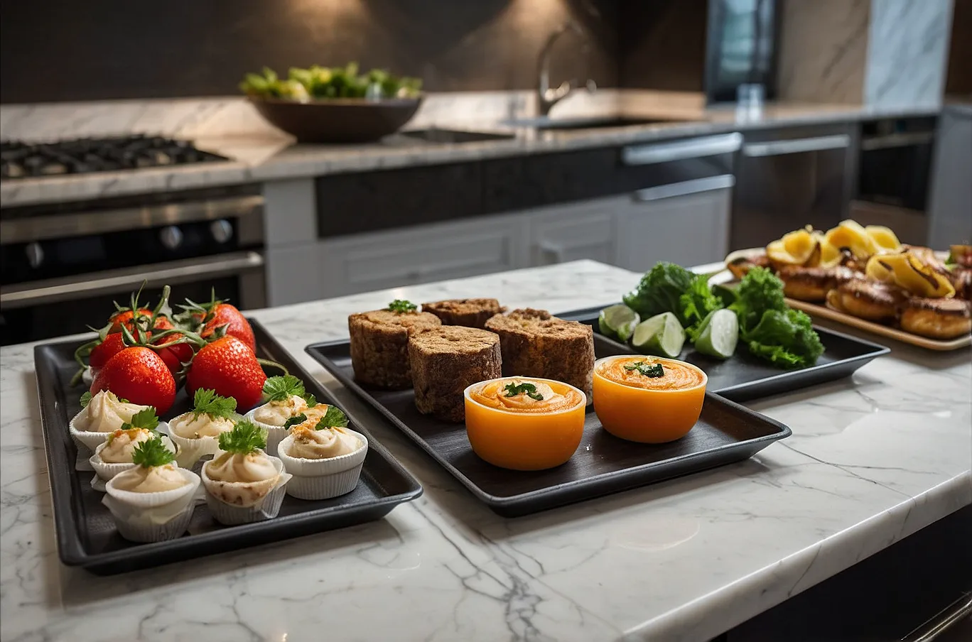 A tray with a variety of different foods, offering a mix of flavors and textures.