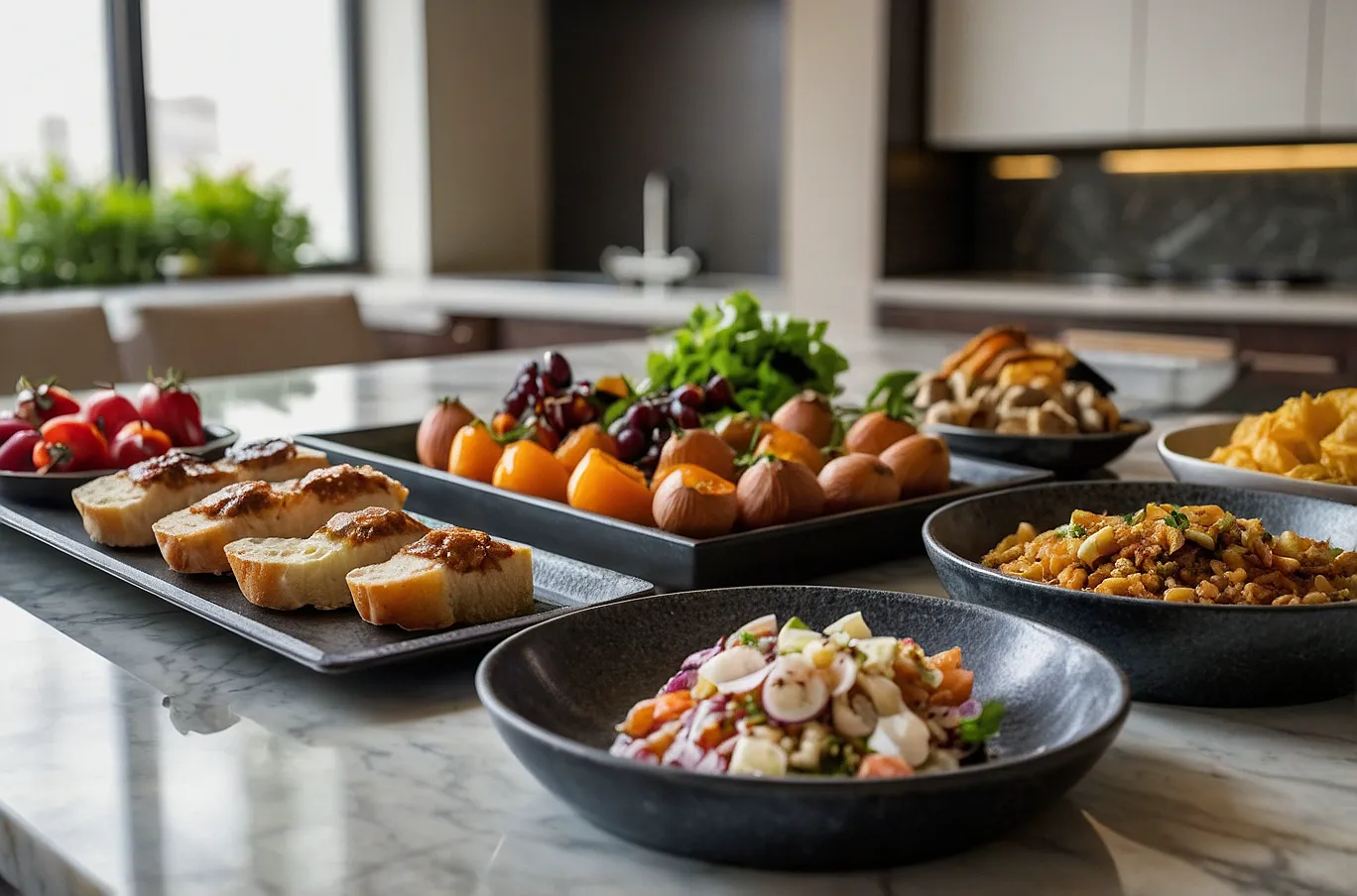 A tray with a variety of different foods, offering a mix of flavors and textures.