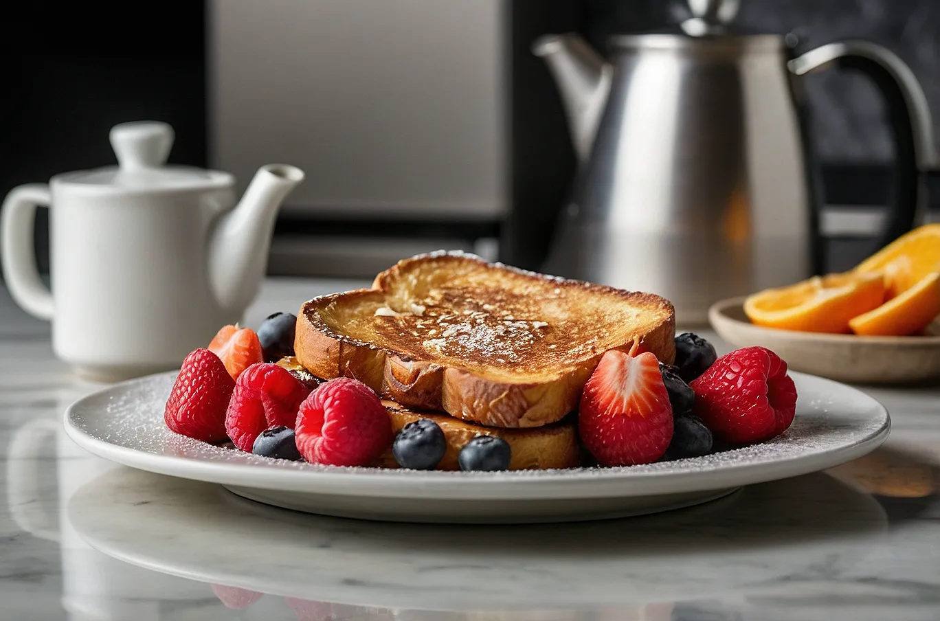 Warm, golden-brown French toast, perfect with syrup or fresh fruit.