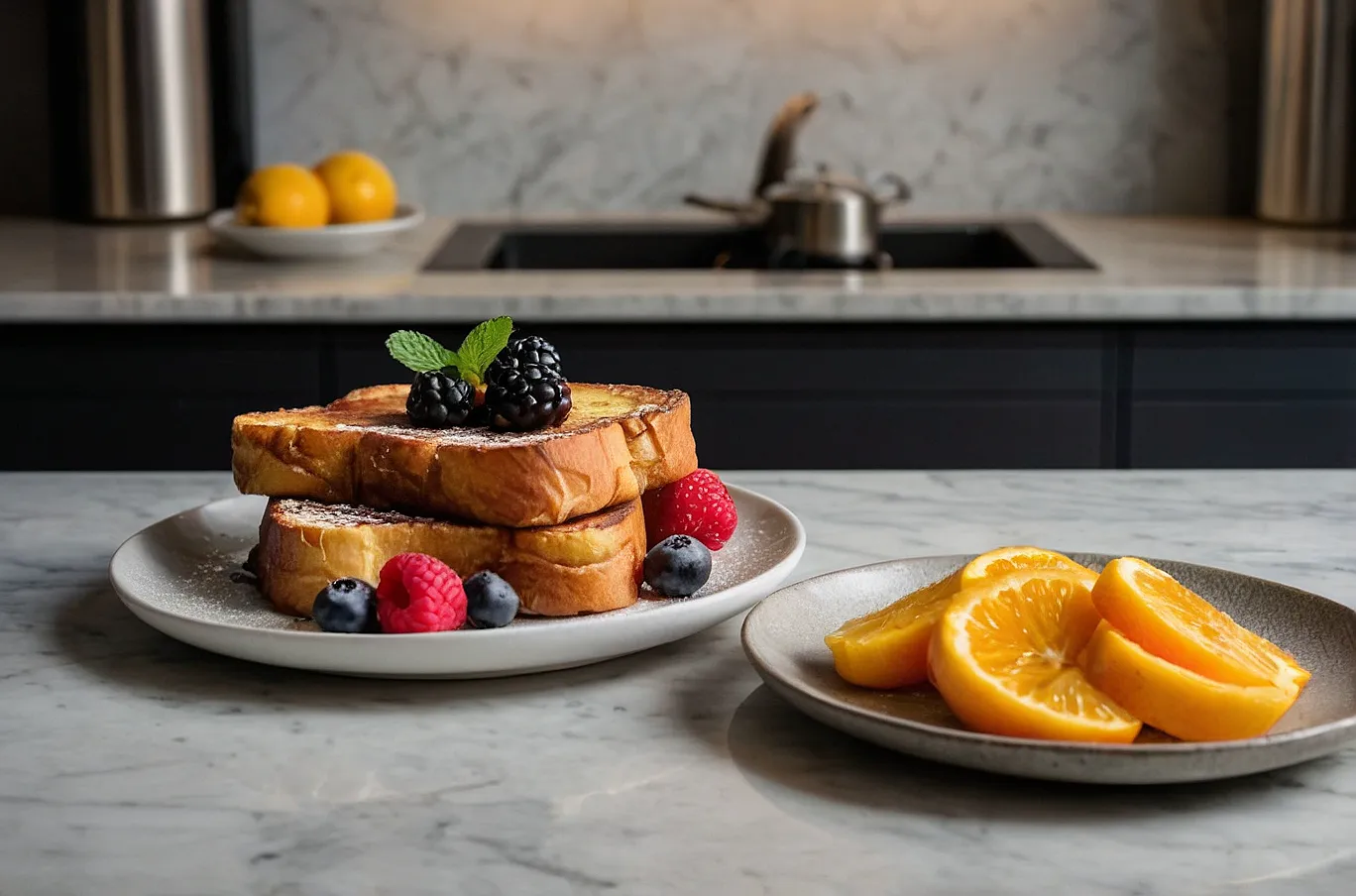 Warm, golden-brown French toast, perfect with syrup or fresh fruit.