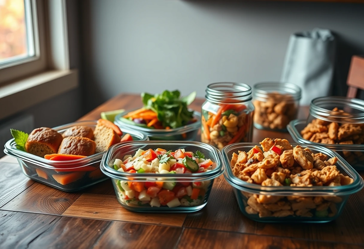 A variety of colorful, pre-made healthy family meals in containers, showcasing diverse quick and easy family meal prep ideas ready for the week.