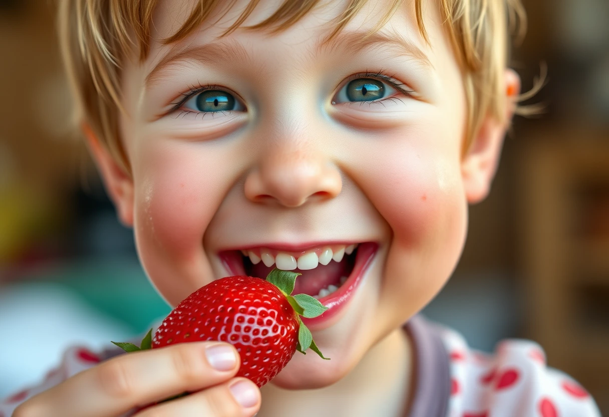 A child happily eating a bowl of colorful fruit, a perfect example of quick and healthy snacks kids will enjoy.