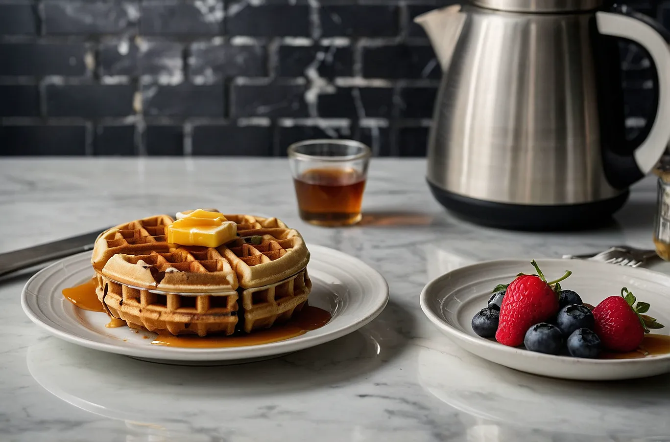 Waffles with a golden crunch, perfect for a sweet or savory topping.
